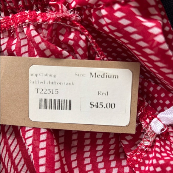 Jump Red White Ruffle Chiffon Top Sz Medium - Picture 4 of 4